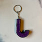 Purple Letter J Keychain