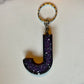Purple Letter J Keychain