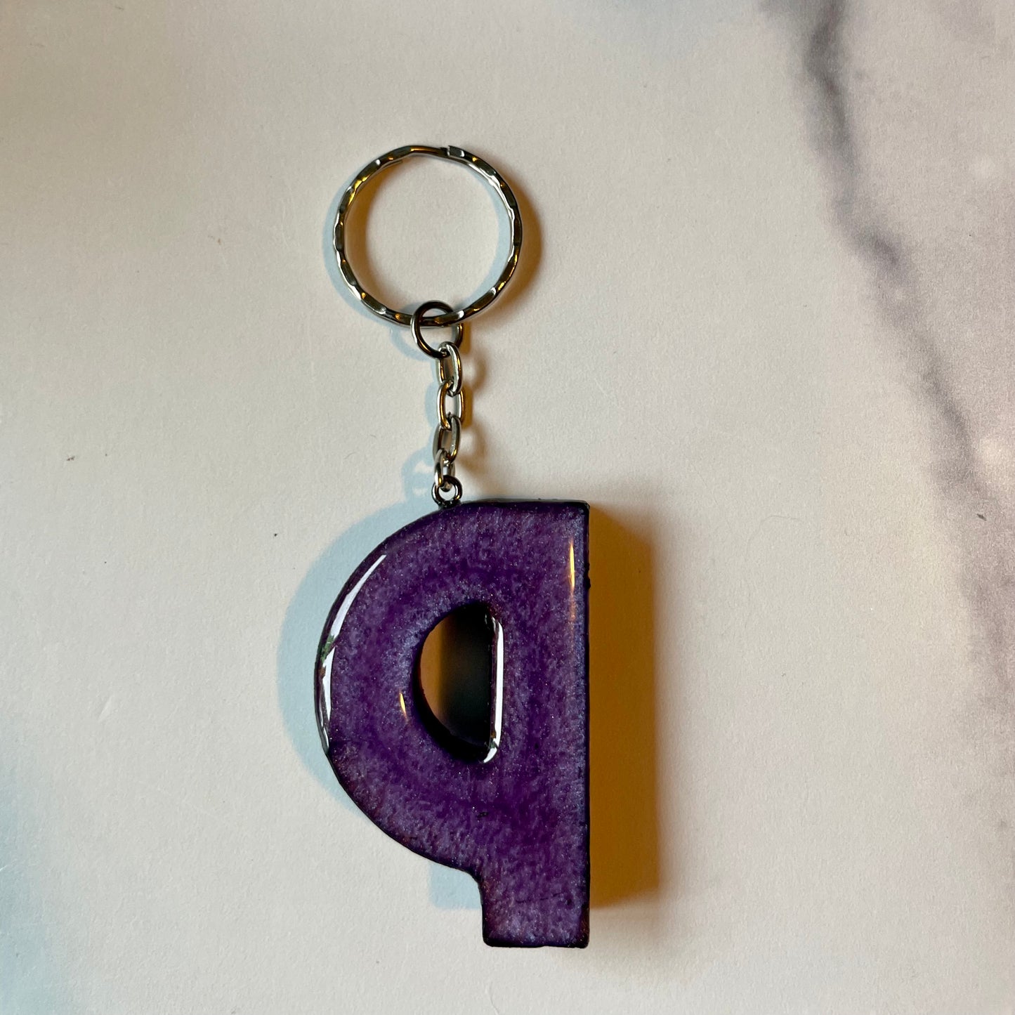 Purple Letter P Keychain