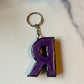 Purple Letter R Keychain