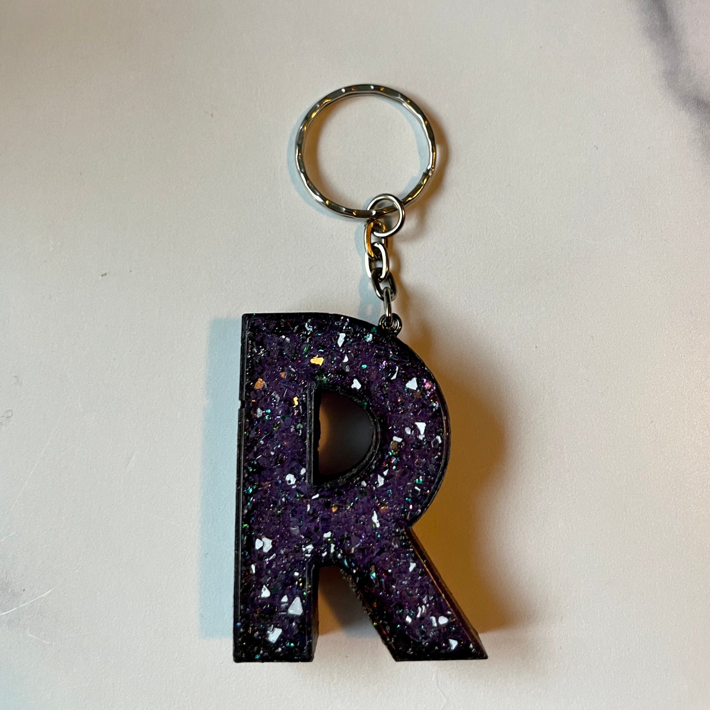 Purple Letter R Keychain