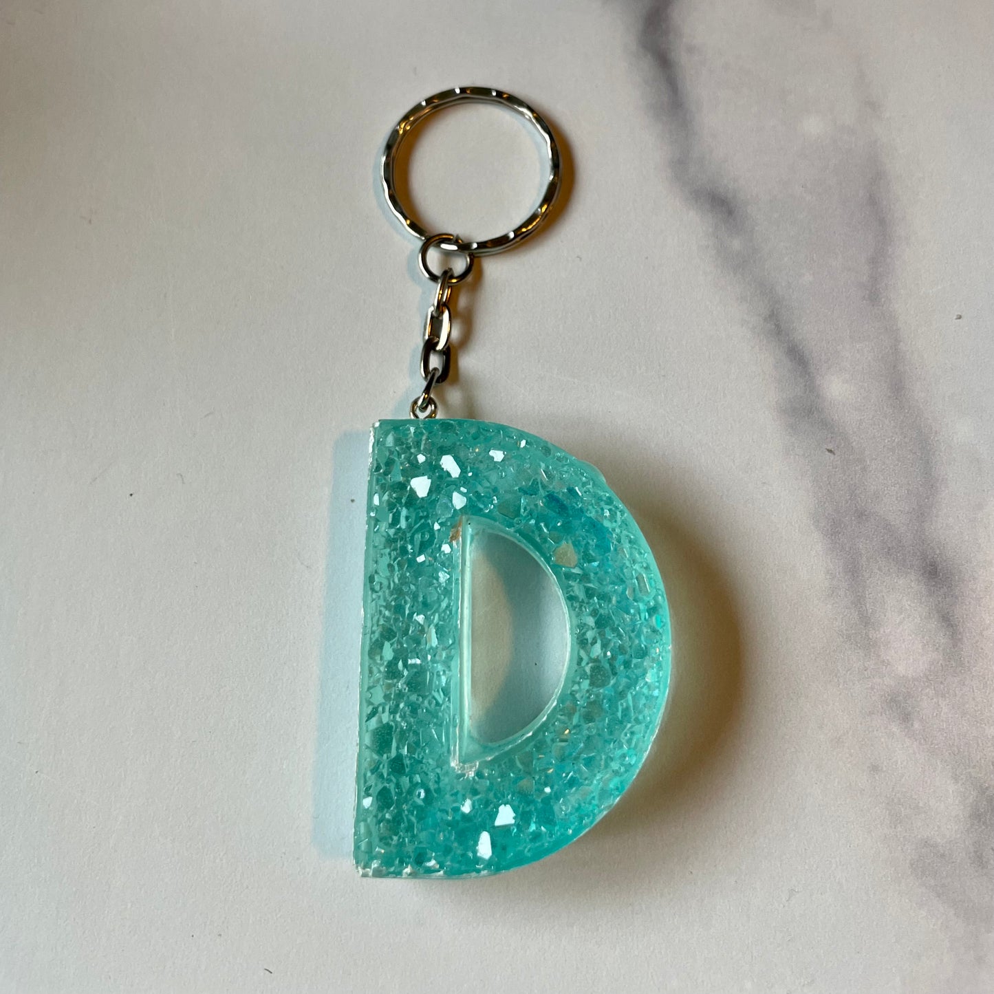 Ocean Blue Letter D Keychain