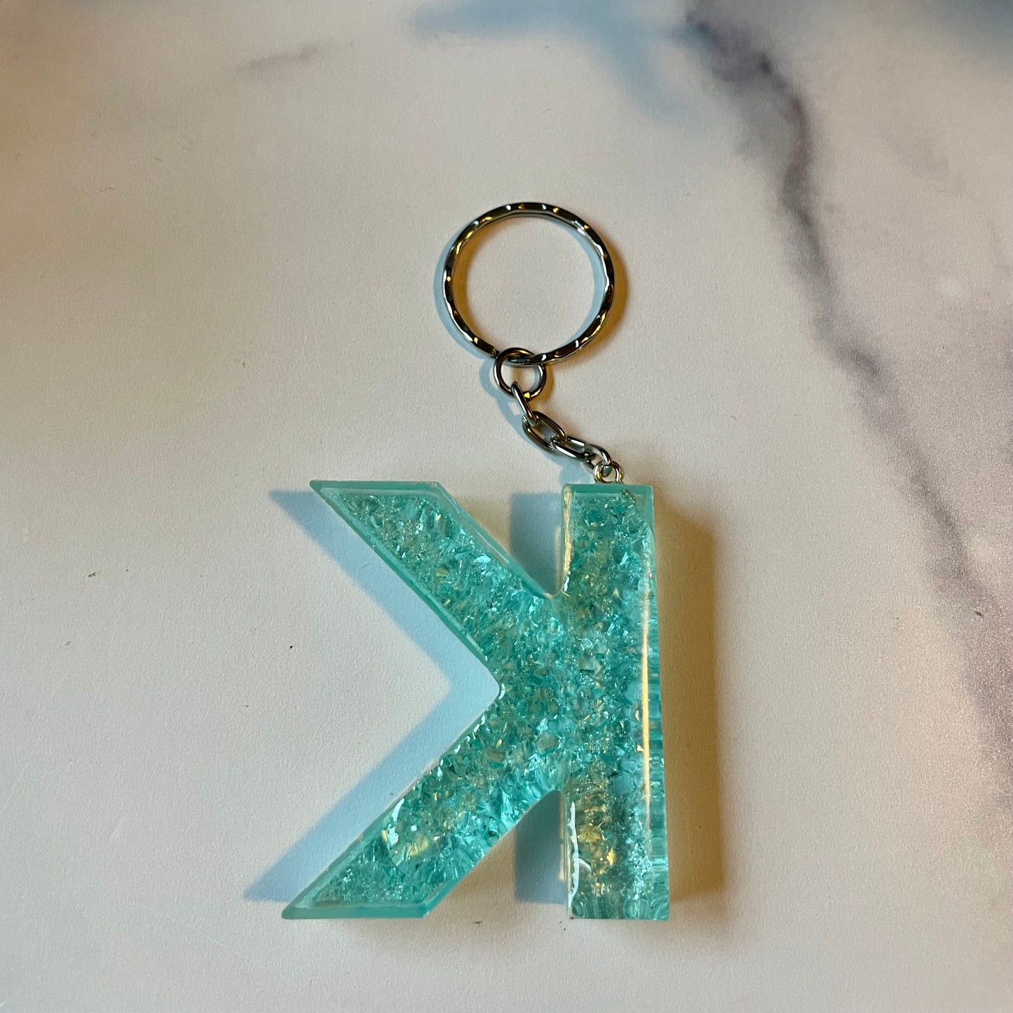 Ocean Blue Letter K Keychain