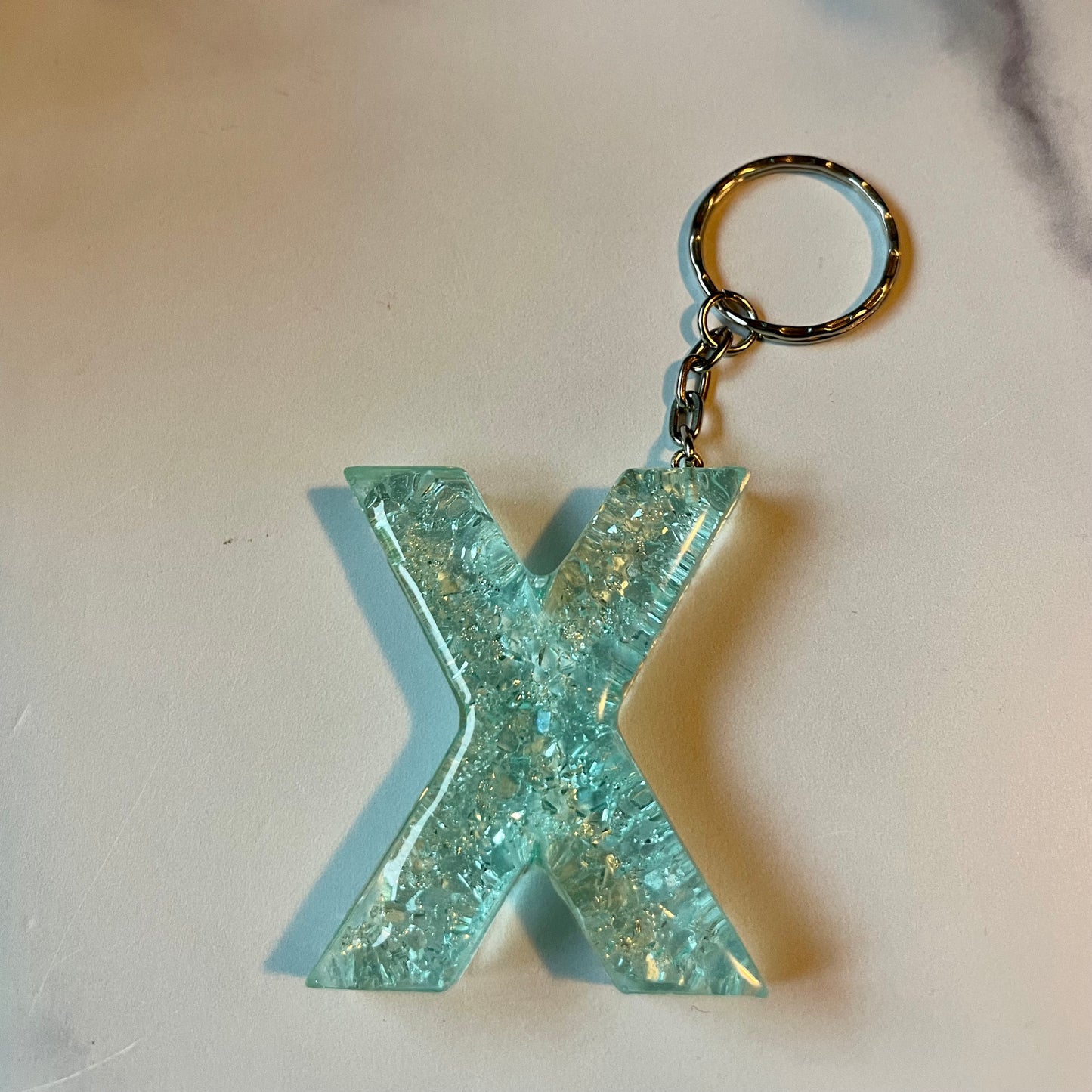 Ocean Blue Letter X Keychain