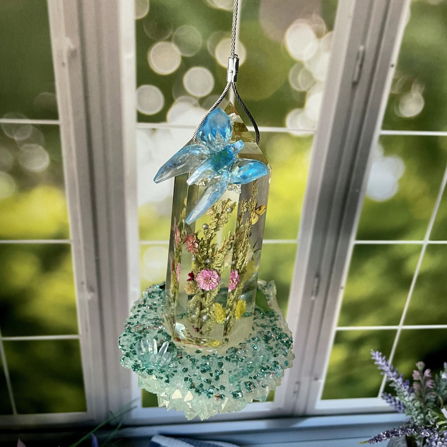 Blue and White Hanging Sun Catcher
