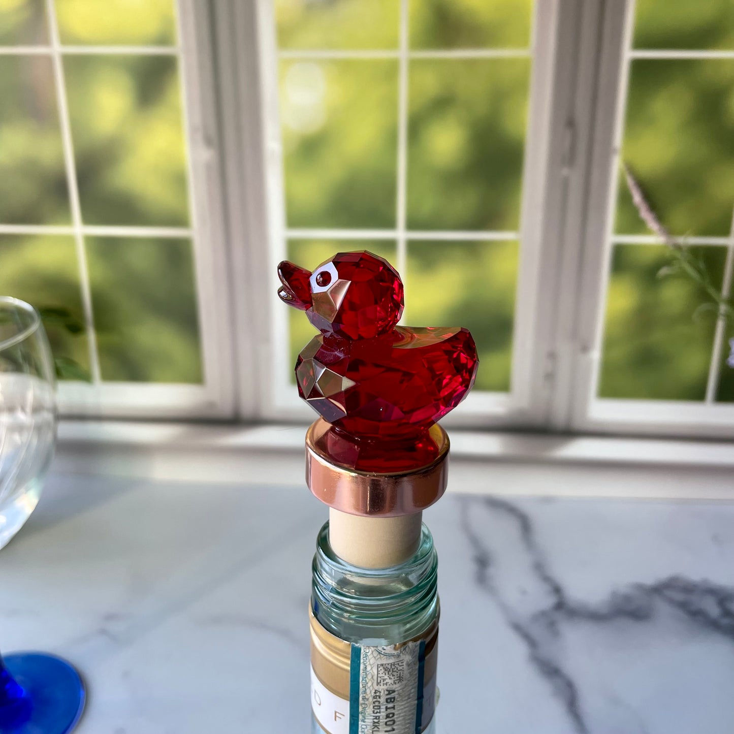 Red Crystal Duck Cork Wine Stopper