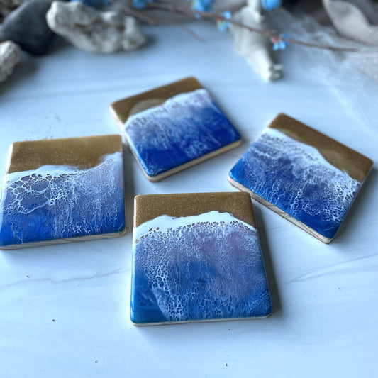 Square Purple Wave Coasters